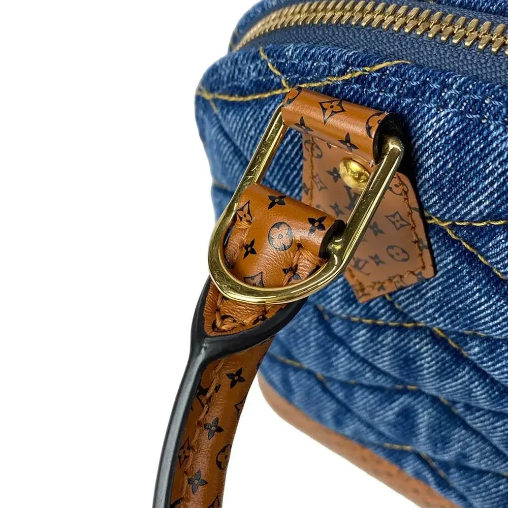 Louis Vuitton Alma BB Martage Handbag M55048 Navy Blue Brown Denim Calf Leather